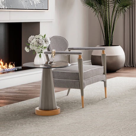 St. Charles Dove Gray Chairside Table from Michael Amini - Luna Furniture