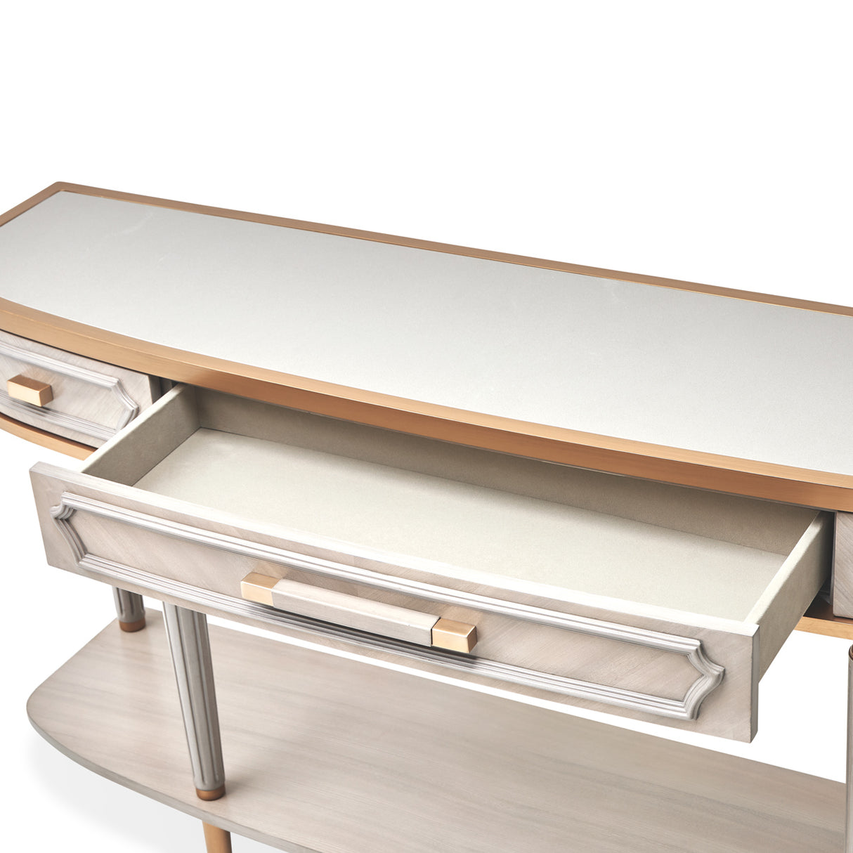 St. Charles Dove Gray Console Table from Michael Amini - Luna Furniture