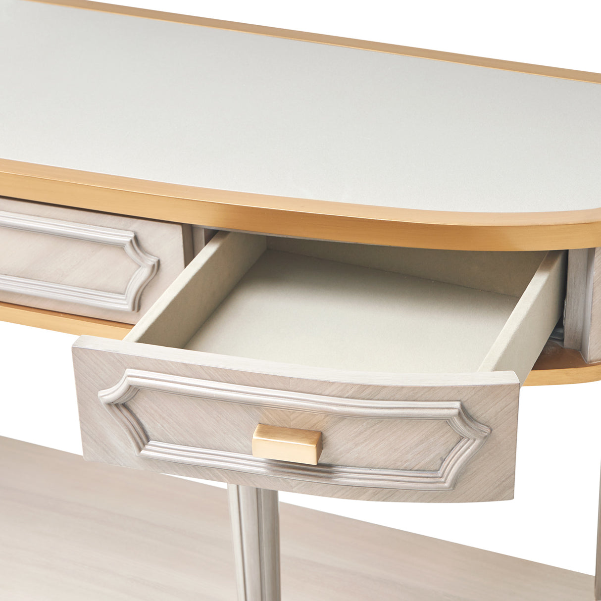 St. Charles Dove Gray Console Table from Michael Amini - Luna Furniture