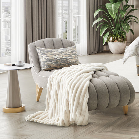 St. Charles Dove Gray Chaise from Michael Amini - Luna Furniture
