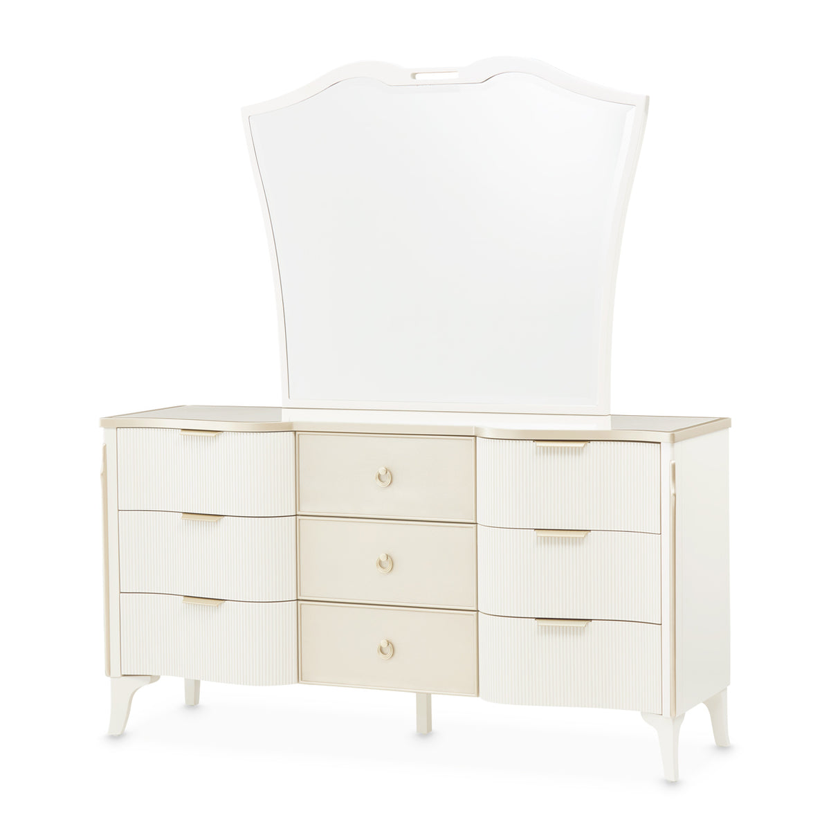 La Marisia Creamy Pearl Dresser With Mirror from Michael Amini - Luna Furniture