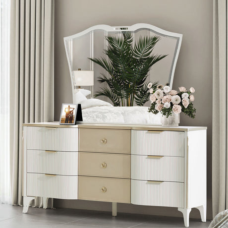La Marisia Creamy Pearl Dresser With Mirror from Michael Amini - Luna Furniture