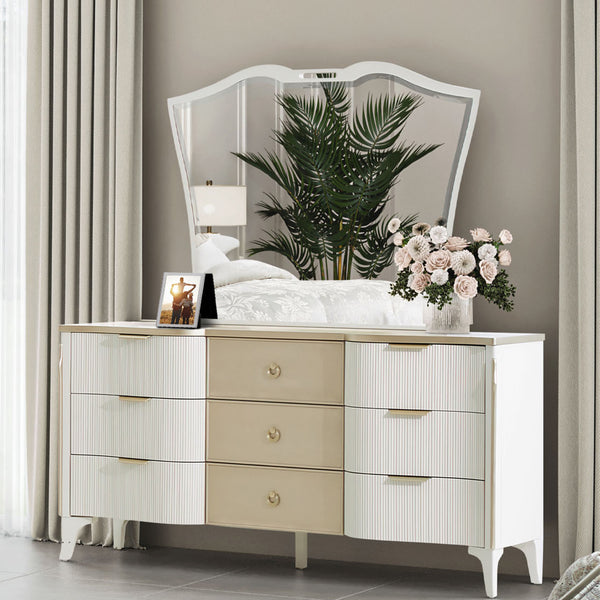 La Marisia Creamy Pearl Dresser With Mirror