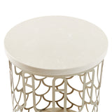 La Marisia Creamy Pearl Marble Chairside Table from Michael Amini - Luna Furniture