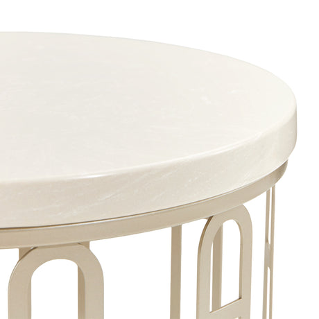 La Marisia Creamy Pearl Marble Chairside Table from Michael Amini - Luna Furniture