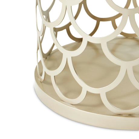 La Marisia Creamy Pearl Marble Chairside Table from Michael Amini - Luna Furniture