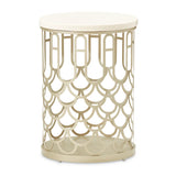 La Marisia Creamy Pearl Marble Chairside Table from Michael Amini - Luna Furniture