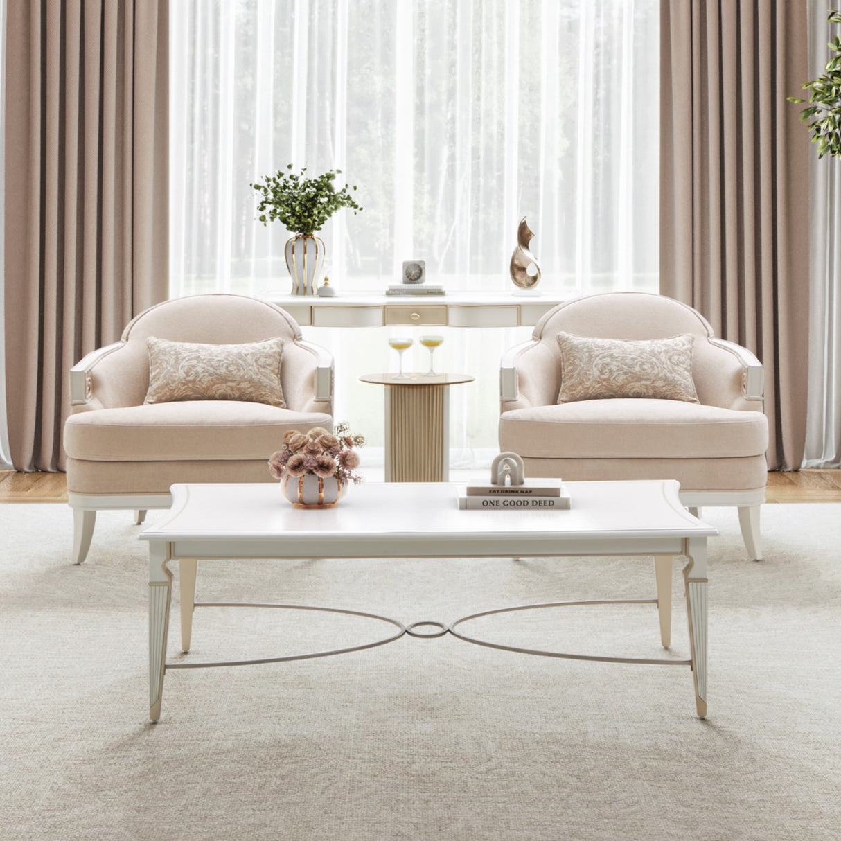 La Marisia Light Champagne Matching Accent Chair from Michael Amini - Luna Furniture