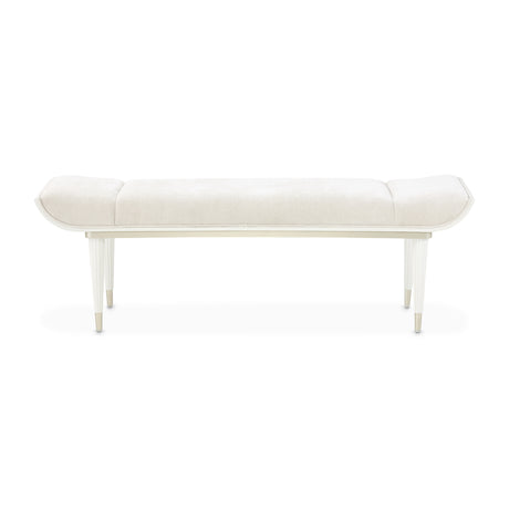 La Marisia Creamy Pearl Chenille Accent Bench from Michael Amini - Luna Furniture