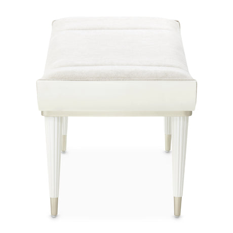 La Marisia Creamy Pearl Chenille Accent Bench from Michael Amini - Luna Furniture
