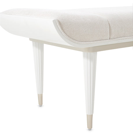 La Marisia Creamy Pearl Chenille Accent Bench from Michael Amini - Luna Furniture