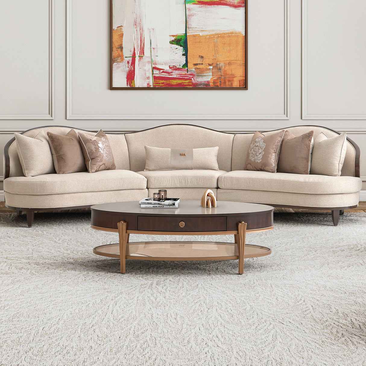 Camellia Field Pecan Warm Pecan Camellia Field 3 Piece Sofa Linen Warm Pecan from Michael Amini - Luna Furniture