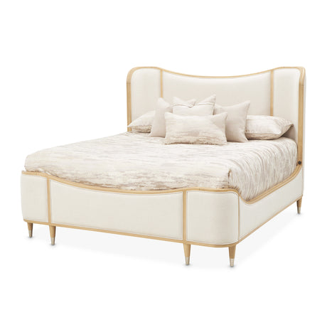 Camellia Field Caramel Eastern King Upholstered Bed (3pc) from Michael Amini - Luna Furniture