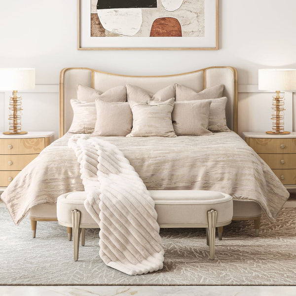 Camellia Field Caramel Queen Upholstered Bed (3pc)