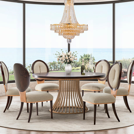 Camellia Field Pecan Warm Pecan Round Dining Table from Michael Amini - Luna Furniture