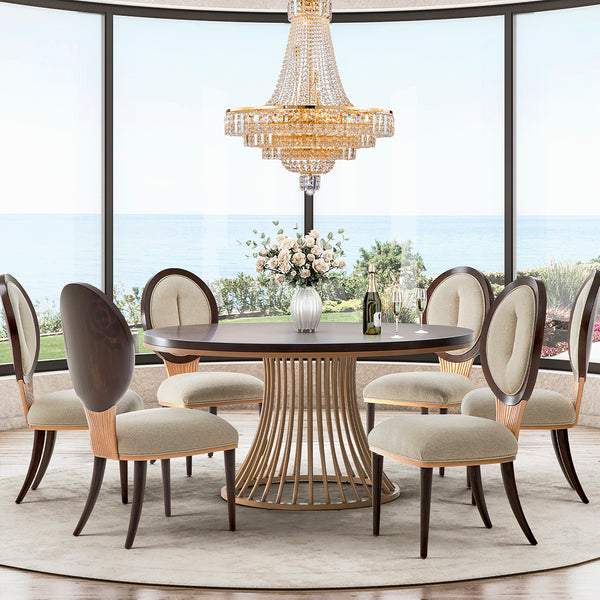 Camellia Field Pecan Warm Pecan Round Dining Table