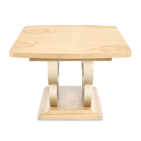 Camellia Field Caramel Pedestal Dining Table from Michael Amini - Luna Furniture