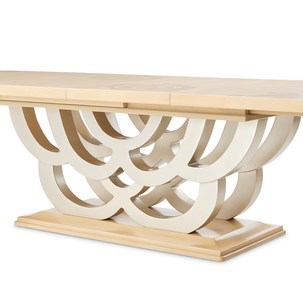 Camellia Field Caramel Pedestal Dining Table from Michael Amini - Luna Furniture