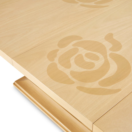 Camellia Field Caramel Pedestal Dining Table from Michael Amini - Luna Furniture
