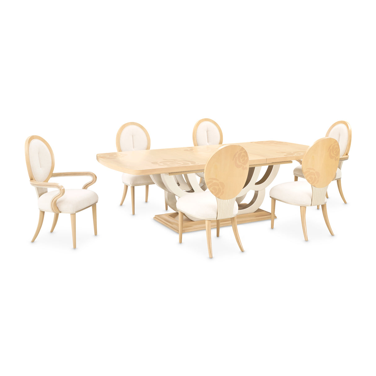 Camellia Field Caramel Pedestal Dining Table from Michael Amini - Luna Furniture