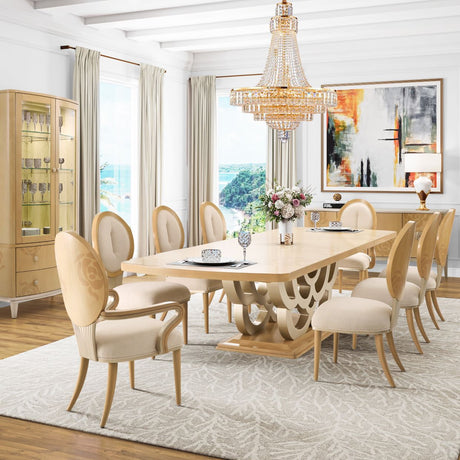 Camellia Field Caramel Pedestal Dining Table from Michael Amini - Luna Furniture