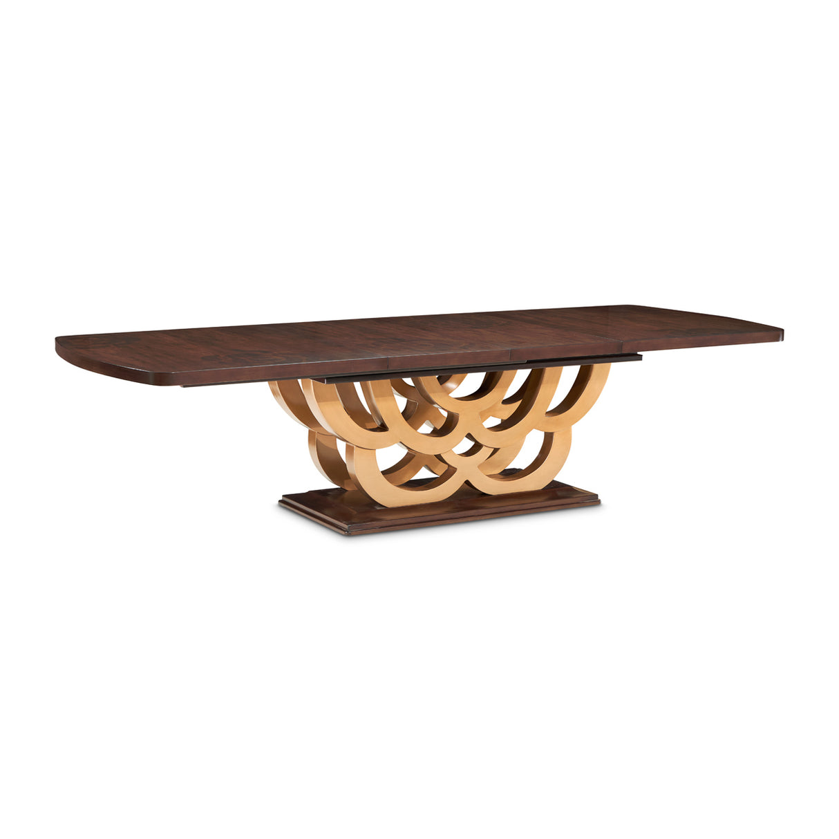 Camellia Field Pecan Warm Pecan Rectangular Pedestal Dining Table from Michael Amini - Luna Furniture