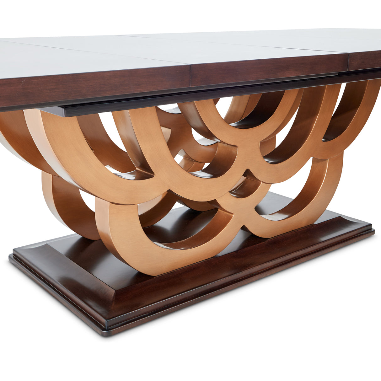 Camellia Field Pecan Warm Pecan Rectangular Pedestal Dining Table from Michael Amini - Luna Furniture