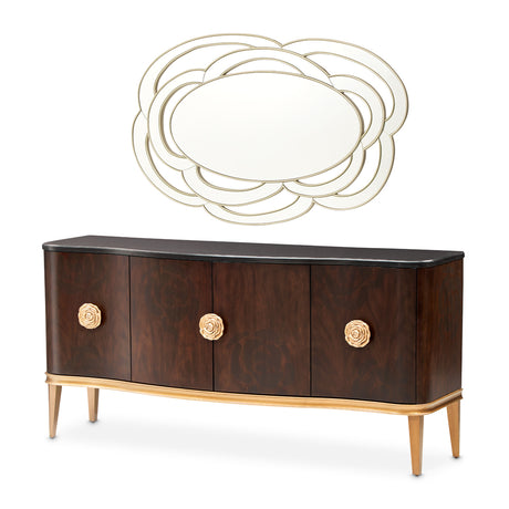 Camellia Field Pecan Warm Pecan Camellia Field Sideboard & Mirror 2pc Warm Pecan from Michael Amini - Luna Furniture
