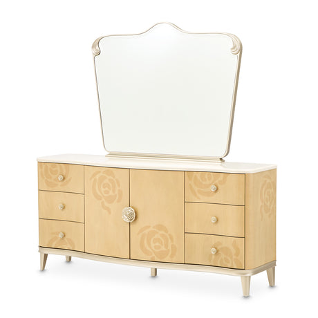 Camellia Field Caramel Dresser With Mirror from Michael Amini - Luna Furniture