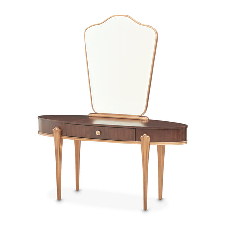 Camellia Field Pecan Warm Pecan Vanity With Mirror from Michael Amini - Luna Furniture
