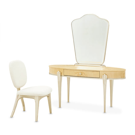 Camellia Field Caramel Vanity Set With Mirror & Chair from Michael Amini - Luna Furniture
