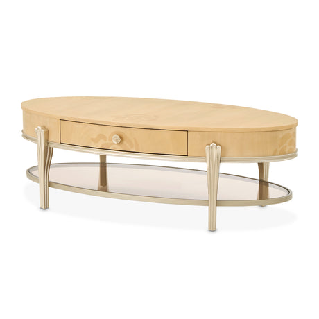 Camellia Field Caramel Camellia Field Oval Cocktail Table Caramel from Michael Amini - Luna Furniture