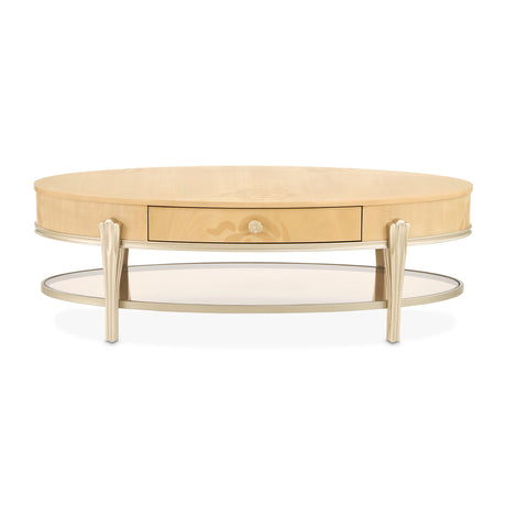 Camellia Field Caramel Camellia Field Oval Cocktail Table Caramel from Michael Amini - Luna Furniture