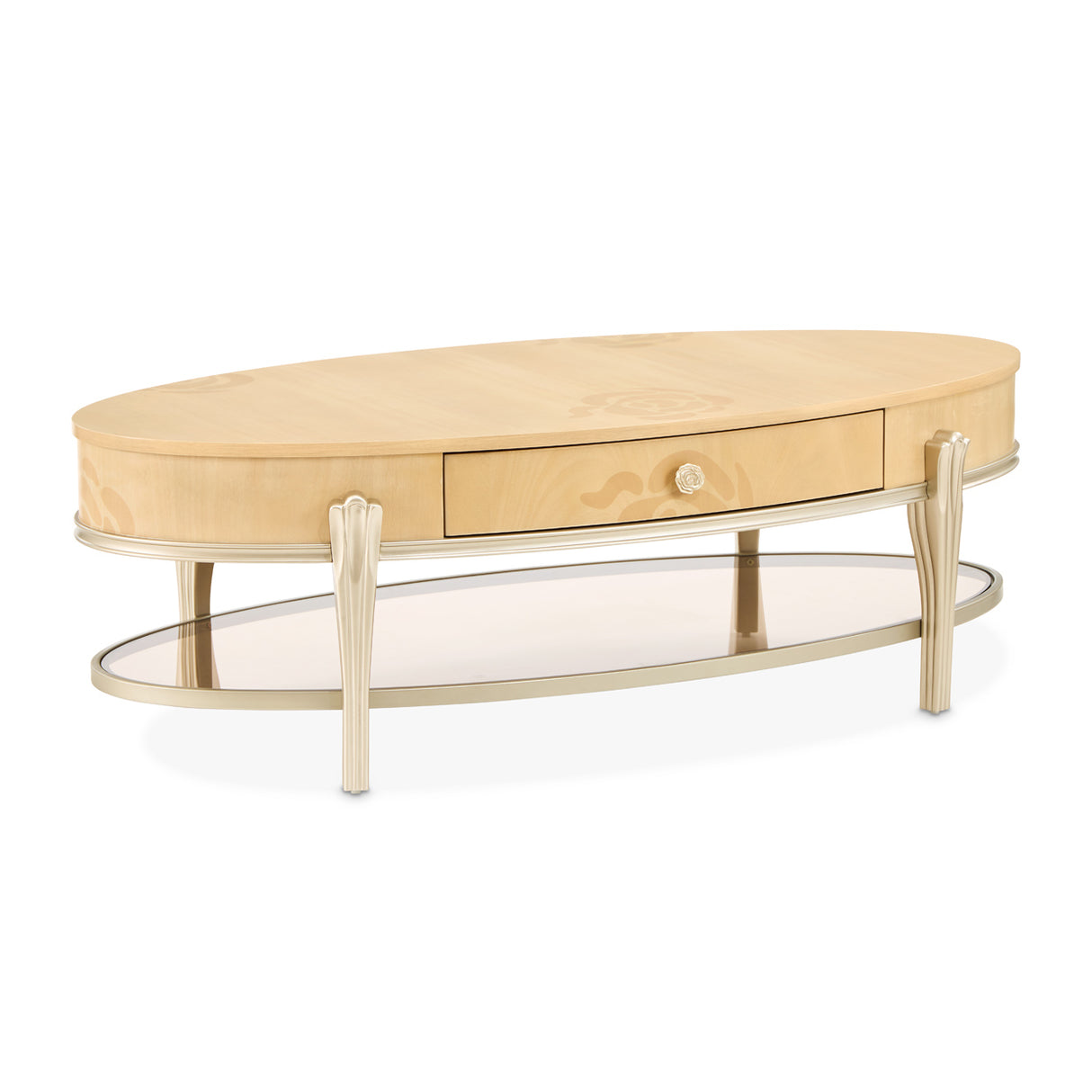 Camellia Field Caramel Camellia Field Oval Cocktail Table Caramel from Michael Amini - Luna Furniture