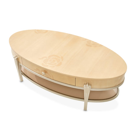 Camellia Field Caramel Camellia Field Oval Cocktail Table Caramel from Michael Amini - Luna Furniture