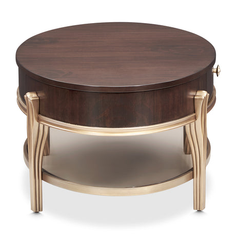 Camellia Field Pecan Warm Pecan Camellia Field Oval Cocktail Table Warm Pecan from Michael Amini - Luna Furniture