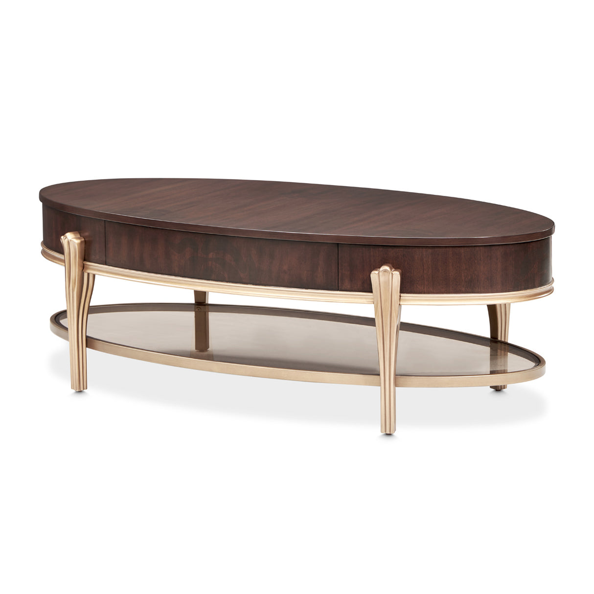 Camellia Field Pecan Warm Pecan Camellia Field Oval Cocktail Table Warm Pecan from Michael Amini - Luna Furniture