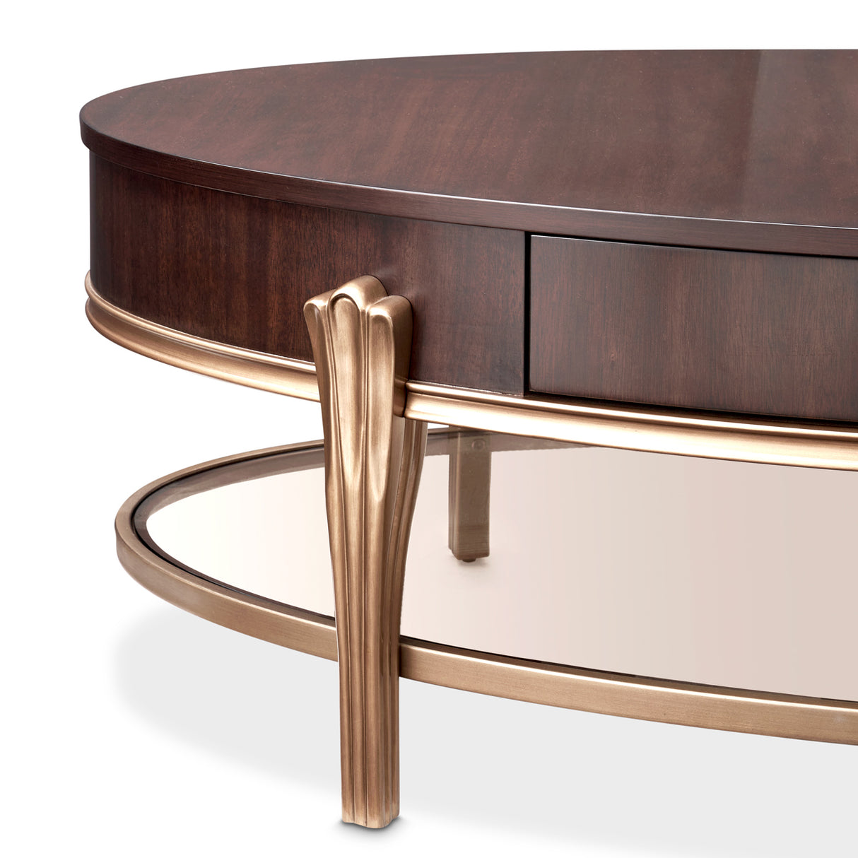 Camellia Field Pecan Warm Pecan Camellia Field Oval Cocktail Table Warm Pecan from Michael Amini - Luna Furniture