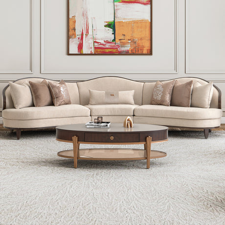 Camellia Field Pecan Warm Pecan Camellia Field Oval Cocktail Table Warm Pecan from Michael Amini - Luna Furniture