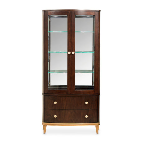 Camellia Field Pecan Warm Pecan Camellia Field Display Cabinet 2pc Warm Pecan from Michael Amini - Luna Furniture