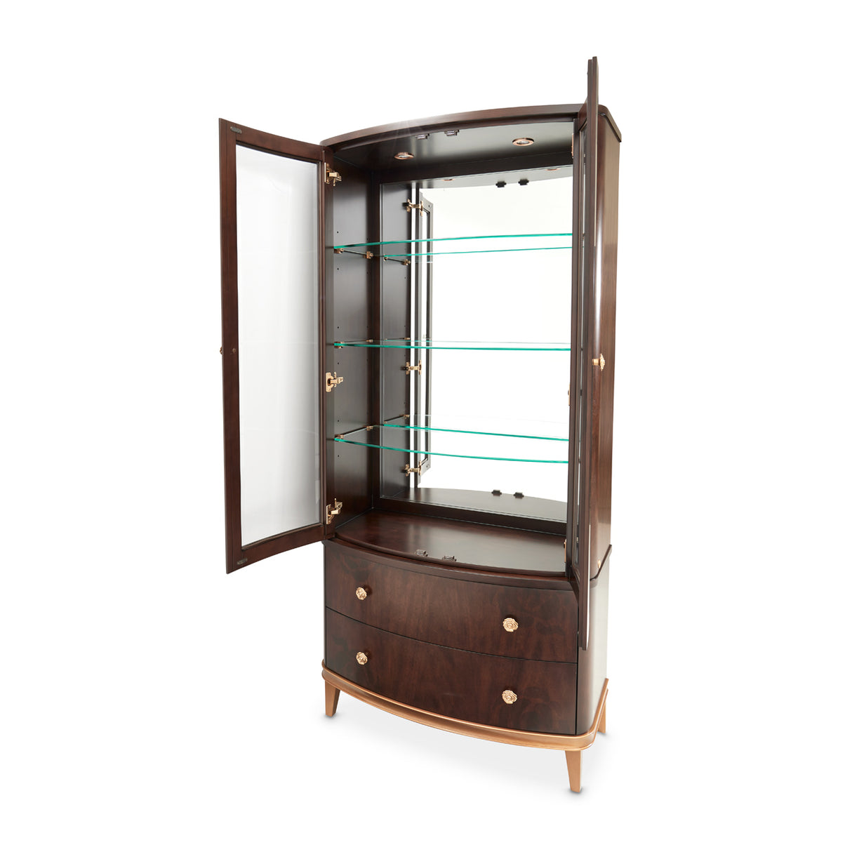 Camellia Field Pecan Warm Pecan Camellia Field Display Cabinet 2pc Warm Pecan from Michael Amini - Luna Furniture