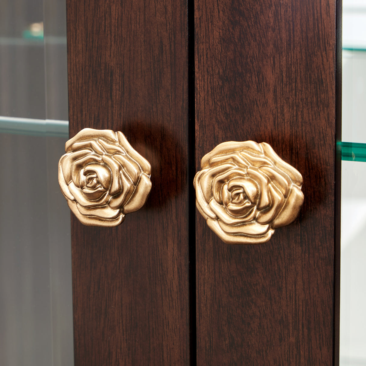 Camellia Field Pecan Warm Pecan Camellia Field Display Cabinet 2pc Warm Pecan from Michael Amini - Luna Furniture