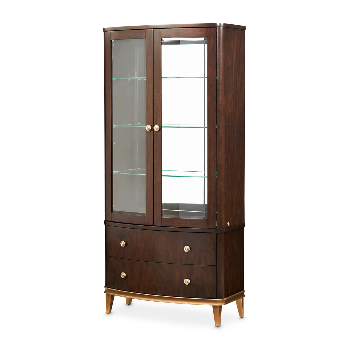 Camellia Field Pecan Warm Pecan Camellia Field Display Cabinet 2pc Warm Pecan from Michael Amini - Luna Furniture