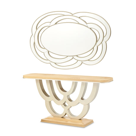 Camellia Field Caramel Console Table With Mirror from Michael Amini - Luna Furniture