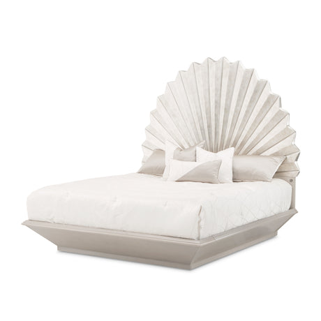 Fantosini Silver Leaf Eastern King Fan Bed from Michael Amini - Luna Furniture