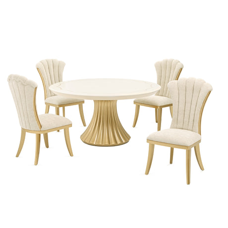 Fantosini Gold Creamy Pearl Round Dining Table from Michael Amini - Luna Furniture