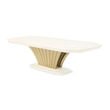 Fantosini Gold Creamy Pearl Pedestal Dining Table from Michael Amini - Luna Furniture
