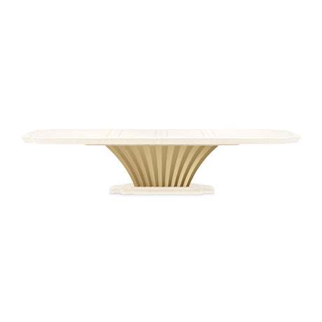 Fantosini Gold Creamy Pearl Pedestal Dining Table from Michael Amini - Luna Furniture