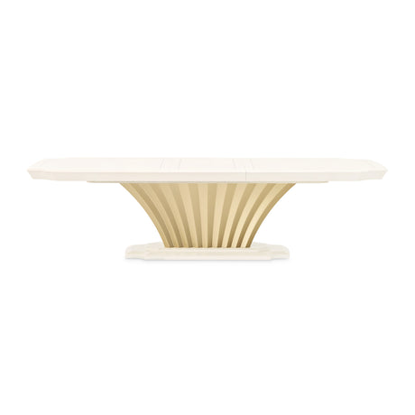 Fantosini Gold Creamy Pearl Pedestal Dining Table from Michael Amini - Luna Furniture