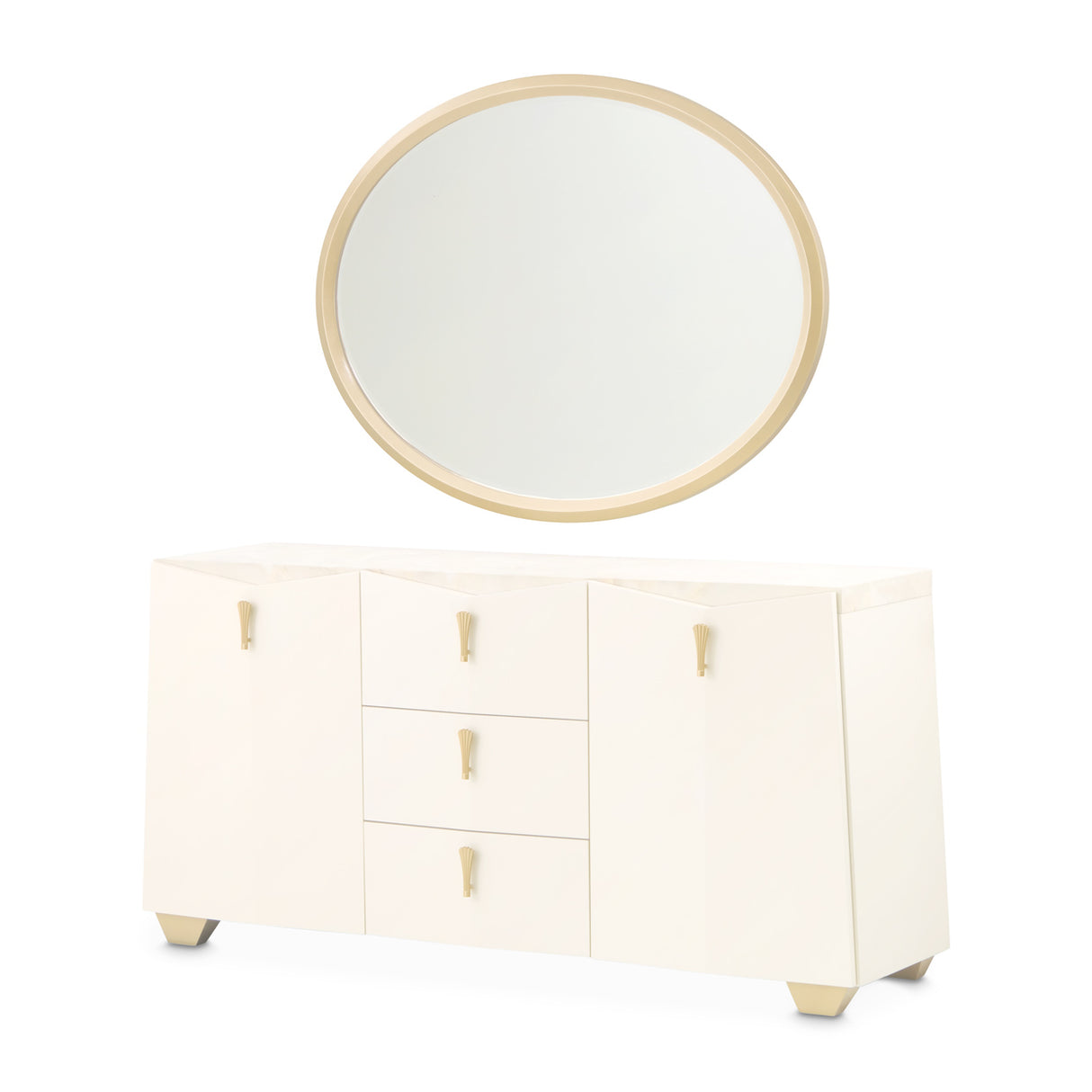 Fantosini Gold Creamy Pearl Sideboard With Mirror from Michael Amini - Luna Furniture